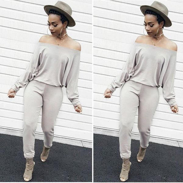 

women's clothes long sleeves shoulder bat sleeve pants, Black;white