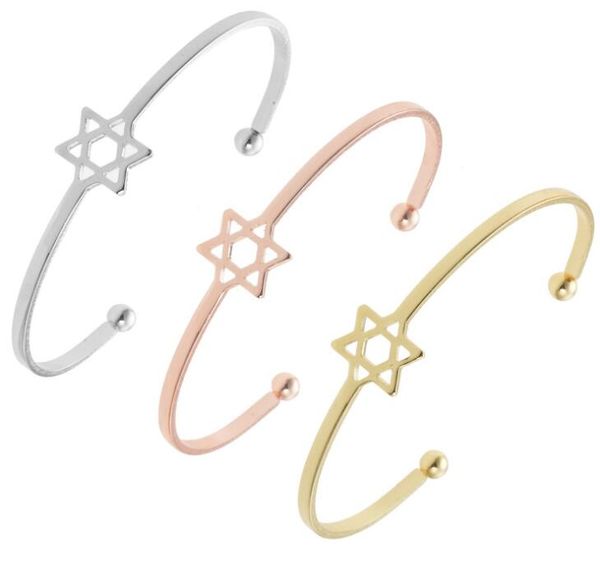 

popular hollow pentagram bracelet opening rose gold bracelet six-pointed star women wild temperament fashion bracelet wy599, Black