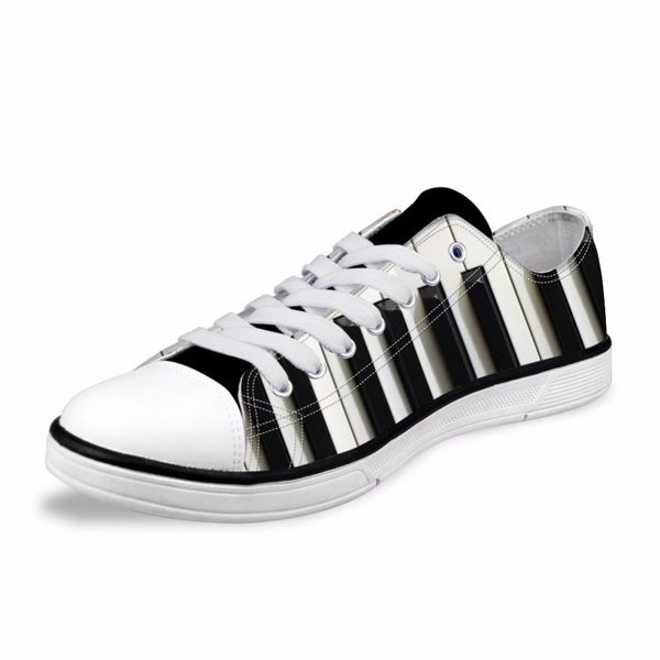 

customized classic low style men vulcanize shoes 3d piano print casual men's sneakers casual canvas shoes for teen boys male, Black