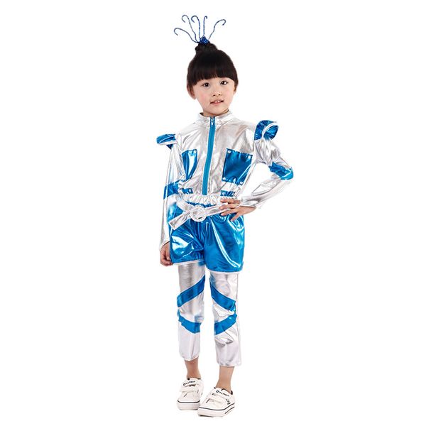 

children's costumes dance robot astronaut performance space dance show time for kids clothing clothes 100-150cm, Black;red