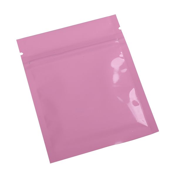 7.5x10cm (3x4in) rasgo entalhe folha de alumínio plástico flat ziplock sacos brilhantes bolsa de fecho de correr rosa grosso