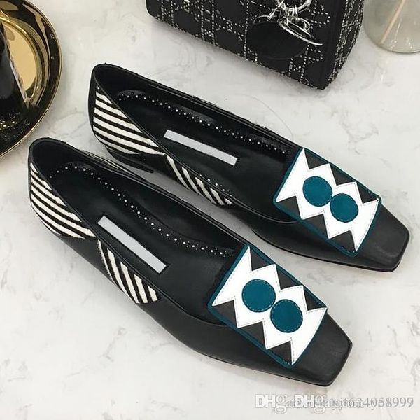 

2019 new flat bottom women's shoes exquisite generous casual shoes printing decoration with original box qe, Black