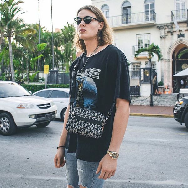 

2020 us rhude street tide over test fashion rhude loose washing to do the old retro oversize short-sleeved t-shirt europe and america, White;black
