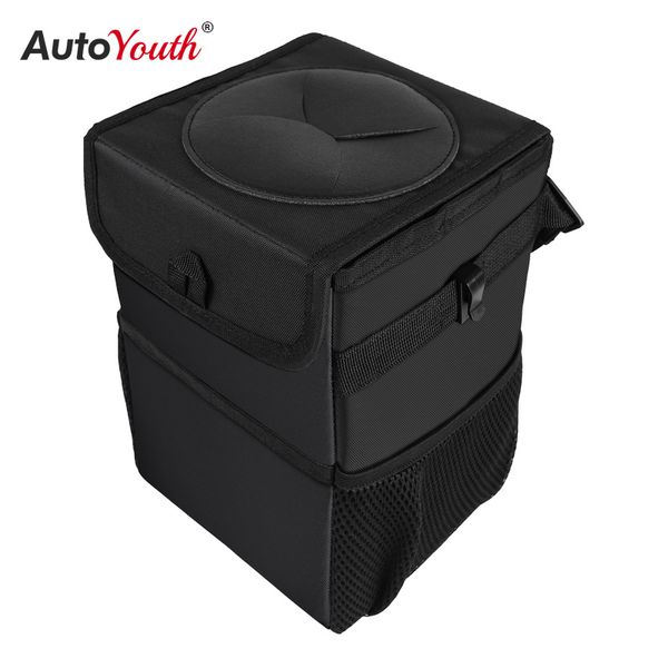

car trash can car folding trash can waterproof liner creative oxford material, washable and durable black