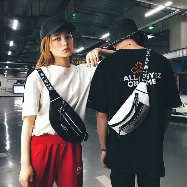

tide brand waist bag women men cellphone bag fanny pack purse chest travel belt hip-hop boys girl 2018 big promotion