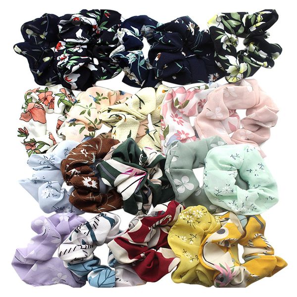 

20 pcs hair scrunchies chiffon flower hair ties elastic bands ponytail holder for girls women teens accessory #l5
