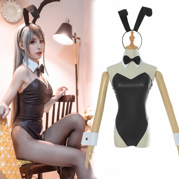 

rascal does not dream of bunny girl sakurajima mai bodysuit cosplay costume, Black;red