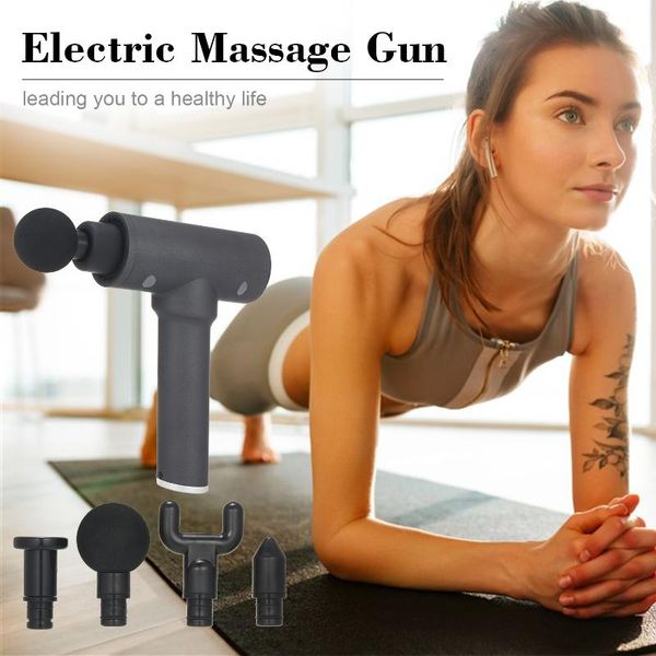

electric massage gun with 4 massage head muscle deep relaxation tissue massager adjustable handheld cordless body device