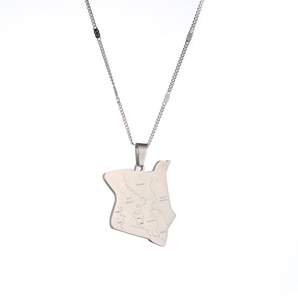 

kenya flag pendant necklaces african country map jewelry kenyan gift, Silver