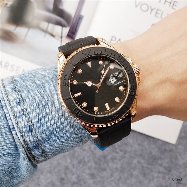 

new fashion auto date watches men famous male clock quartz golden wristwatch black rubber strap rose gold relogio masculino, Slivery;brown