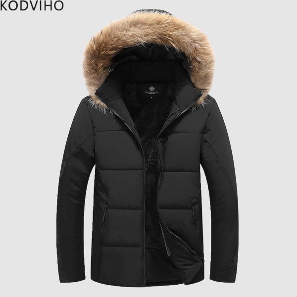 

зимнее пальто мужчину плюс размер puffy мехового воротника теплого парка ватник люди puffer ватных курток ватка люди толстого с капюшоном ши, Black