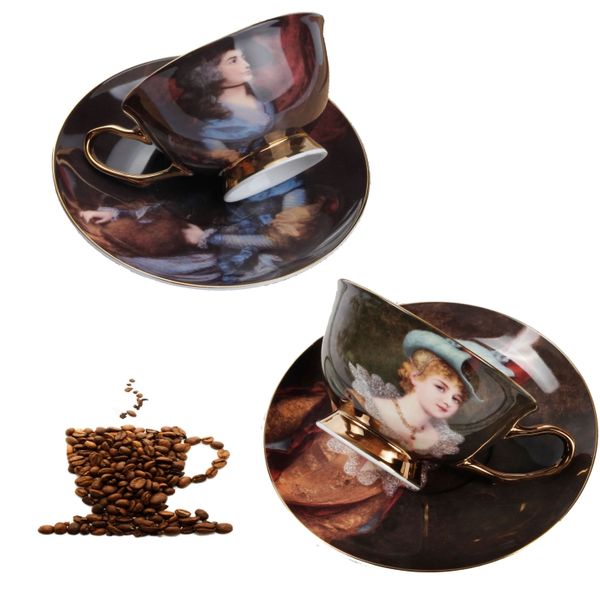 

oil painting of european court ladies ceramic coffee cup and saucer set including coffee dishes and spoons 4 oil painting styles