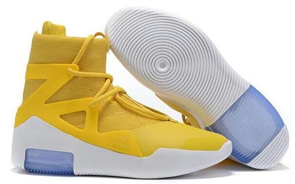 

2019 new air fear of god 1 mens leather basketball shoes designer boots orange yellow white green casual sneakers fog chaussures 40-46, White;red