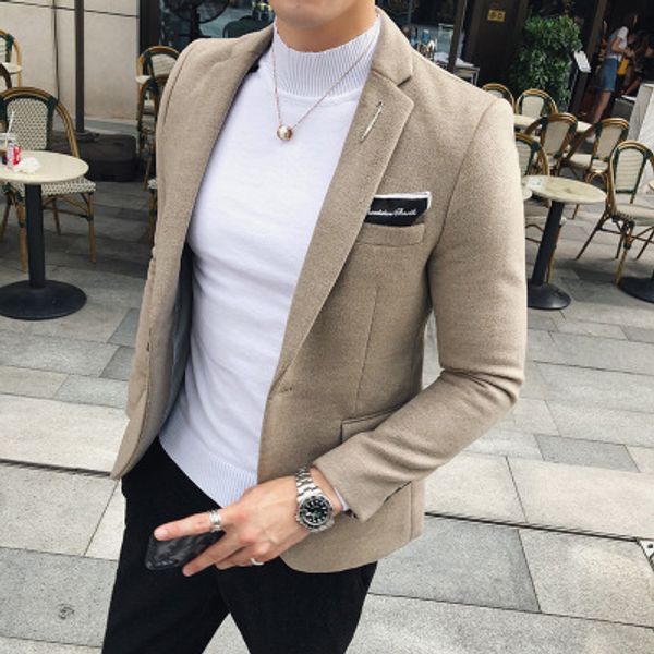 

2018 spring and autumn new woolen small suit male youth slim korean version of the tide handsome jacket casual suit men's shirt, White;black