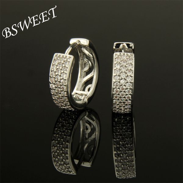 

bsweet silver copper white cubic zirconia round earrings girls fashion party simple and elegant jewelry earrings gifts, Golden