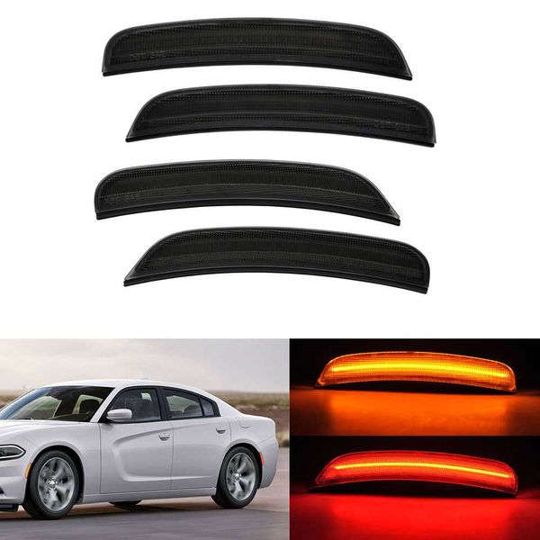 

4x smoked lens for dodge charger 2015 2016 2017 led side marker light front amber rear red