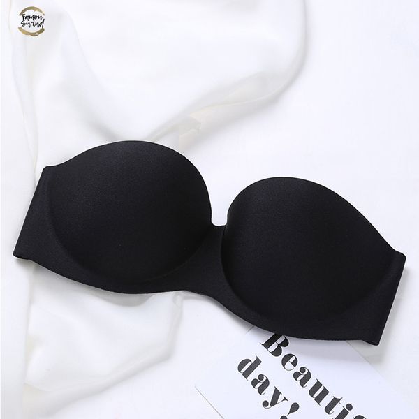 

demi invisible bras for women push up strapless bra dress wedding backless brassiere underwear good quality, Red;black
