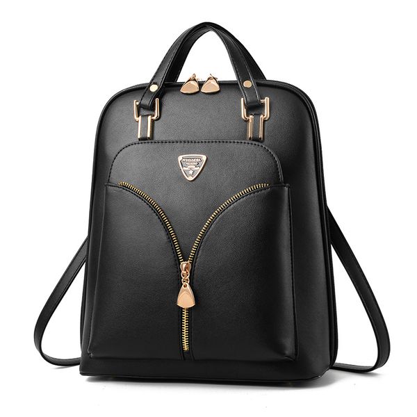 

new pu leather zipper travel backpack women shopping daypack bookbag