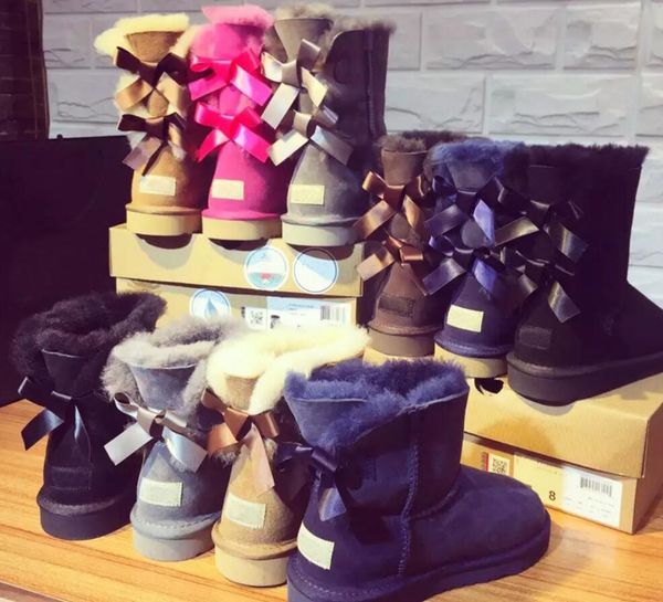 

new wgg women's australia classic kneel boots ankle boots black grey chestnut navy blue women girl bow half boots size us 4-13