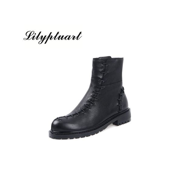 

2019 new british wind handsome wild thick with suture short boots spring and autumn locomotive high to help thick sole boots, Black