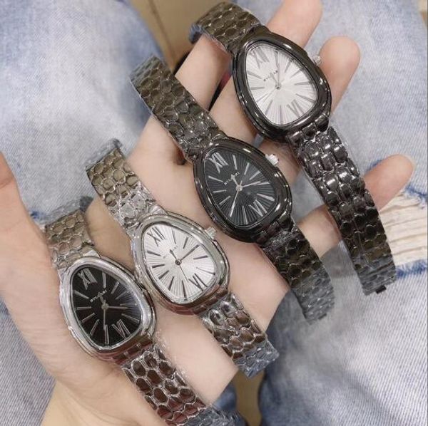 

hk duty shop italy jewelry brand snake shape stainless steel women's tag luxury diamond watch, Slivery;brown