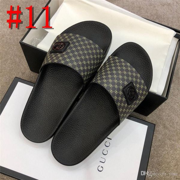 

20fw 2020 men summer genuine leather slippers outdoor beach sandals white designers flip flops luxury mens slides black quality slipper, Blue;gray