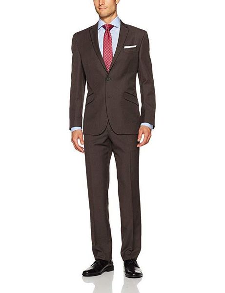 

коричневый заказ свадебные костюмы для мужчин зубчатый воротник slim fit 2 шт. (куртка с брюками) свадебные жених выпускной смокинги костюмы, White;black
