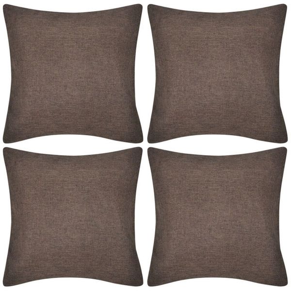 

4 pillowcases brown linen look 50 x 50 cm other home textile
