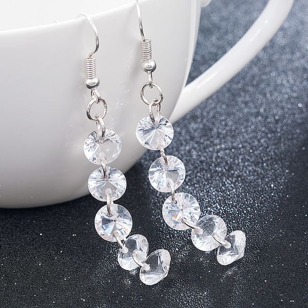 

new fanshion earrings 5 even drill crystal earrings for women silver long earrings bridal jewelry lady