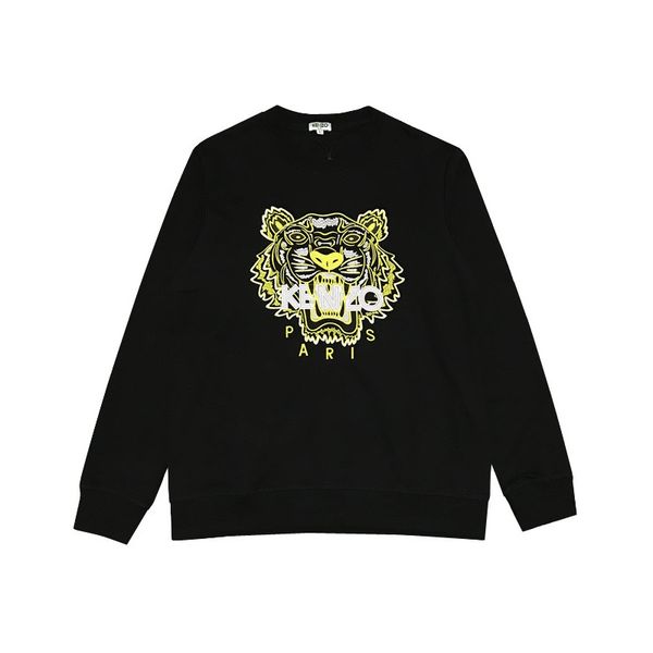 

tiger embroidered sweatshirt o-neck long sleeve cotton xxl kenzo hoodie men women skateboard pullover outerwear, Black