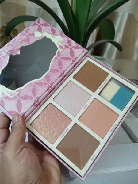 

2019 cheekleader pink quad blu h bronze highlighter palette with 5 color eye hadow palette