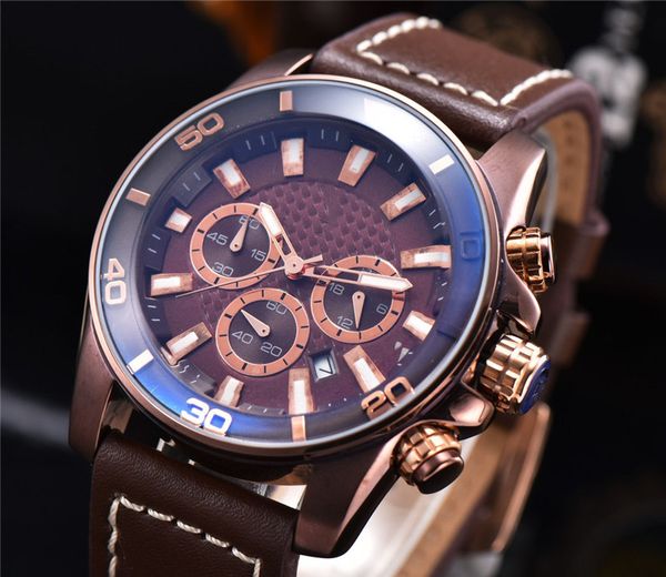 

новые мужские часы класса люкс автоматический кварцевые часы простой тенденции моды случайные деловой кожаный ремешок все маленький цифербла, Slivery;brown