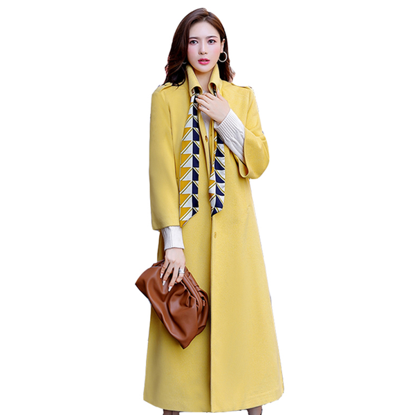 

high-quality loose plaid woolen coat women winter new korean knee-length long foreign style wool coats women's jacket overcoat, Black