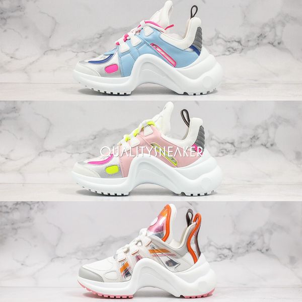 

womens archlight platform sneakers fashion luxury paris silver black white genuine leather soft tpu casual dad shoes size 35-40, White;red