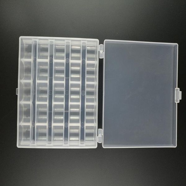 

25 slots empty bobbins spools box sewing machine bobbin case covers sewing crafts plastic case storage box for machine, Black