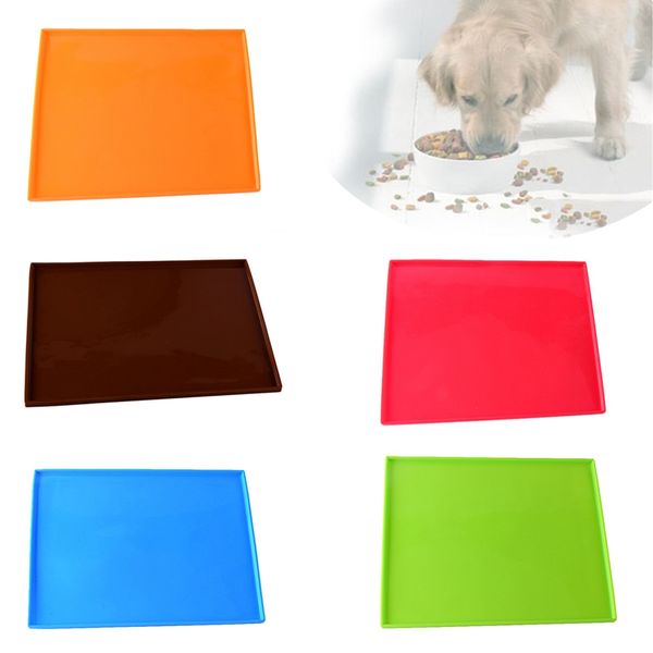 

waterproof pet mat for dog cat solid color silicone pet pad bowl drinking mat dog feeding placemat easy washing