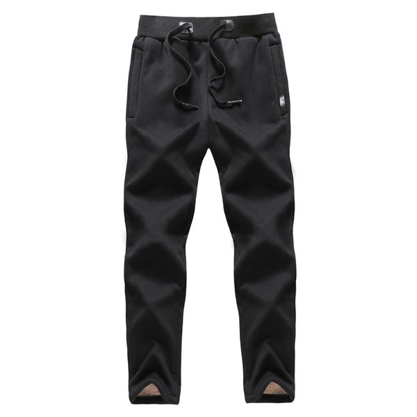 

winter warm casual pants men thick lamb velvet heavyweight trousers streetwear jogger plus size 8xl fleece sweatpants male pants, Black