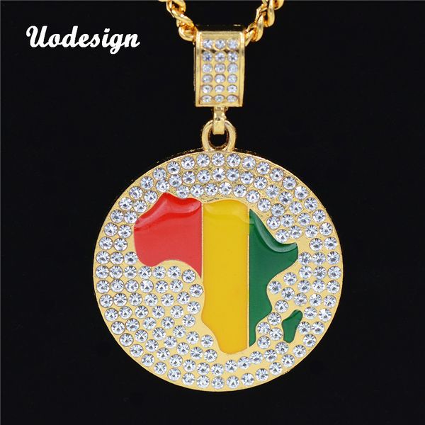 

gold jamaican africa map continent african round pendant rope chain necklace hip hop jewelry n702, Silver