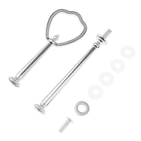 

2 tier beads shield cake stand rack handle fitting hardware rod silver