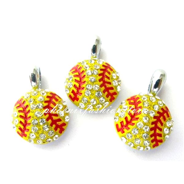 

высокого качество rhinestone спорта шарик шарма сплава софтбол подвеска спорт шарм ожерелье кулон для браслета ювелирных изделий аксессуаров, Bronze;silver