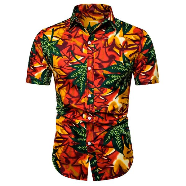 

summer men's shirt camisa new style hawaiian printed short-sleeved shirt fashion turn-down collar blouse camisa masculina, White;black