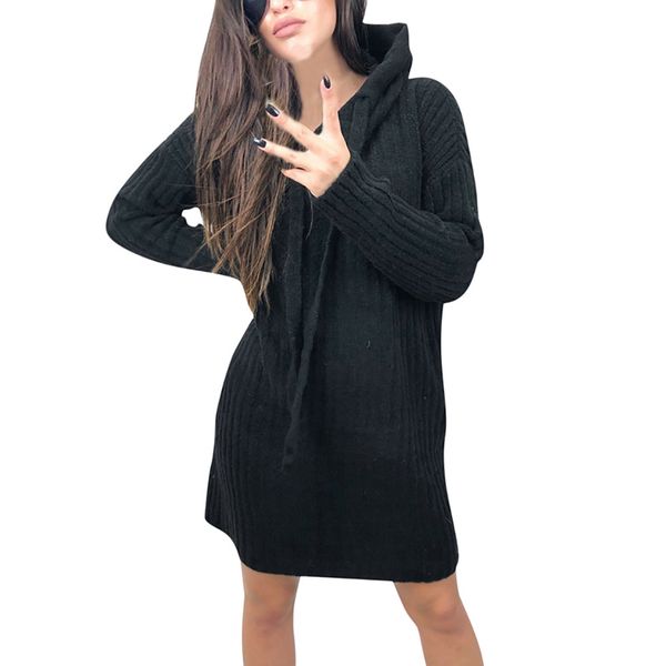 

casual womens black long sweater hooded long sleeve sweaters jumper blouse autumn winter fashion warm jumper, White;black