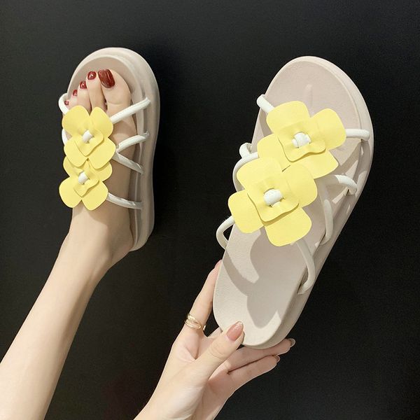 

shoes woman's slippers slides shale female beach shose women platform flower med 2020 summer sabot flat soft, Black
