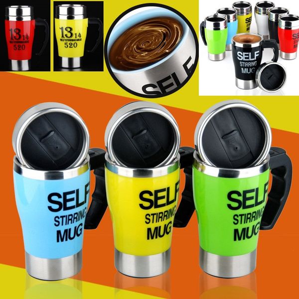 

auto self stirring mug stainless steel mixing tea coffee cup tumbler travel cups 500ml with lid 12colors dhl an2037