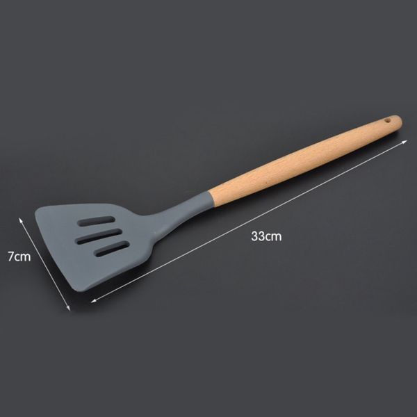 

silicone wooden handle kitchen set 8 piece non-stick spatula tool set cooking utensils kitchen utensil set
