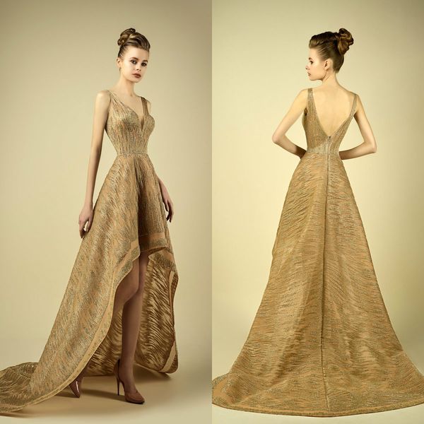 

luxury lace gold prom dresses 2019 fadwa baalbaki hi lo sequined formal evening dresses backless celebrity pageant party gowns, Black