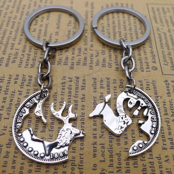 

alloy one deer together one deer yes you key pendant buckle ancient silver ornaments parts, Slivery;golden