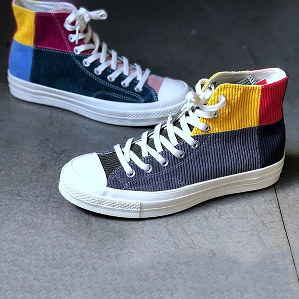 

convas spring stitching colours casual shoes high fashion platform canvas sports shoes designer shoe men women leisure sneaker with box2020, Black