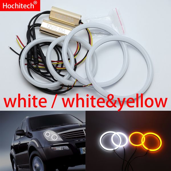 

for ssangyong rexton 2003 2004 2005 white & yellow cotton led angel eyes kit halo ring turn signal light daytime running light