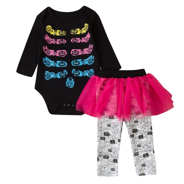 

arloneet toddler baby kids girls halloween cartoon long sleeve +tutu skirt pants outfits halloween costume clothes ca08, White